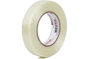 Welstik Fiberglass Filament Tape Transparent Bi-Directional Filament Strapping Tape 1inch x 60 yds,(6 Mil) (Pack of 1)
