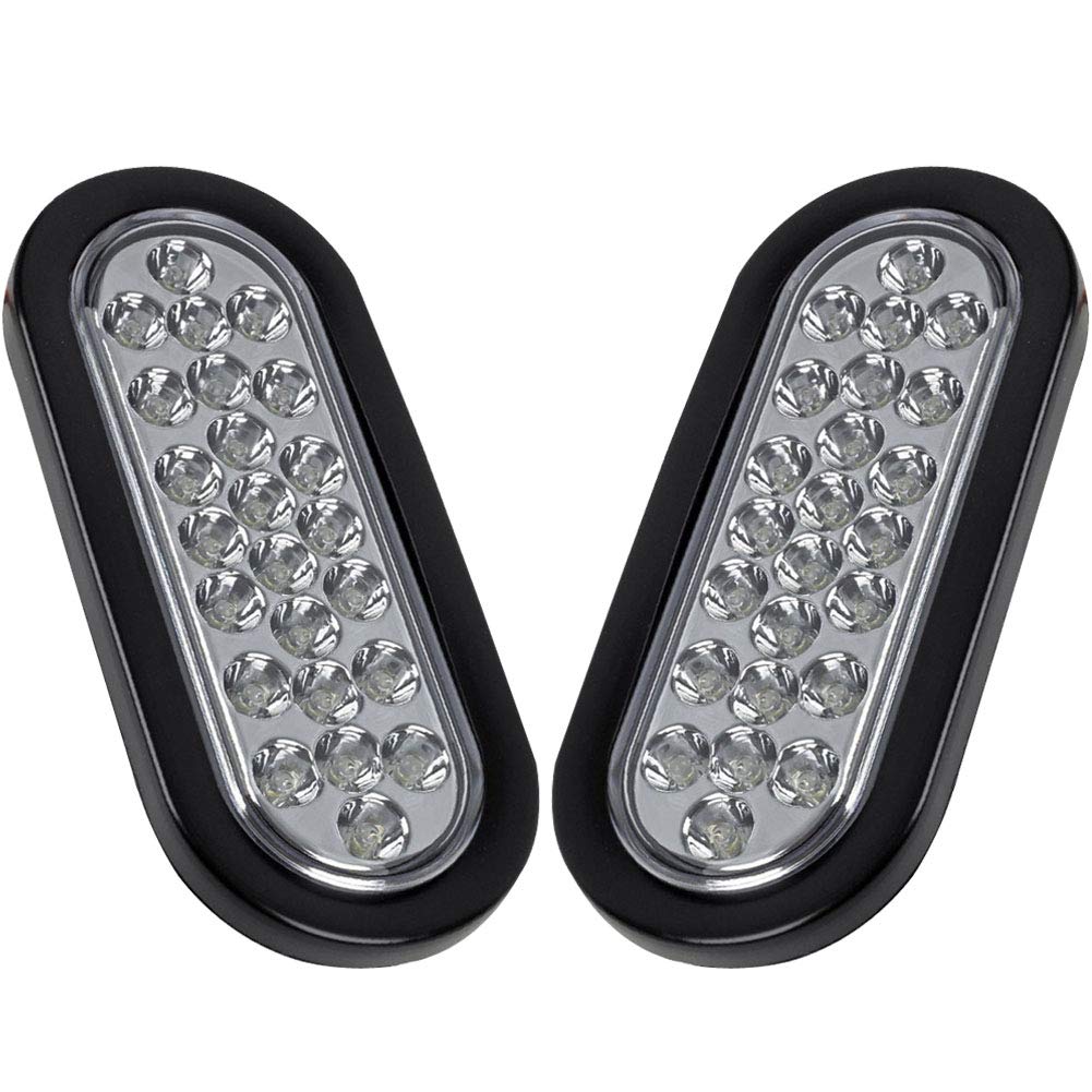 Photo 1 of NEW SUN 6 Inch Oval LED Trailer Lights - 21 LED Ultra Bright Tail Light Kit with Surface Mount Grommets, Watertight 3-Prong Plug Reverse IP 67 Waterproof Light Clear Lens for RV, Truck, Jeep, 2 Pcs