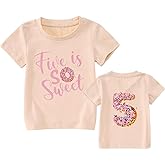 MODNTOGA Birthday Girl T-Shirt Toddler So Sweet Donuts Graphic Shirt 2nd 3rd 4th 5th Bday Outfit Tops Two Three Four Five Tee