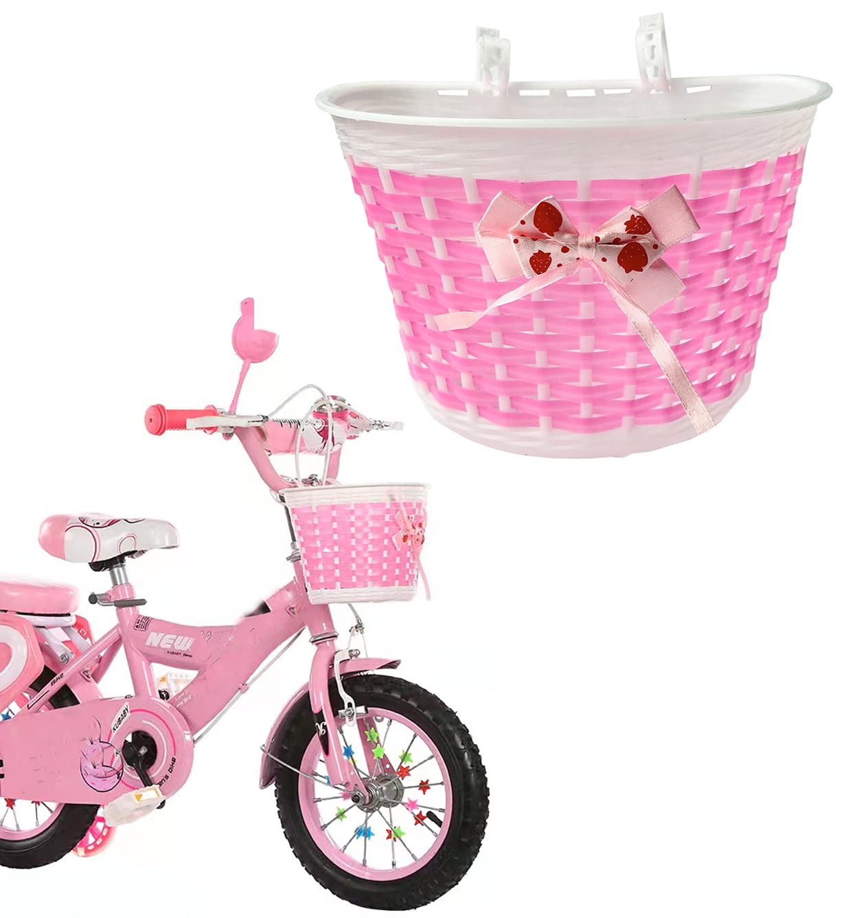 Kids Bike Decorations Accessories,Bicycle Scooter Basket, Children Bicycle Bell,Bike Handle Streamers and Stickers, Bike Star Spoke Decoration Set for Girls Boys