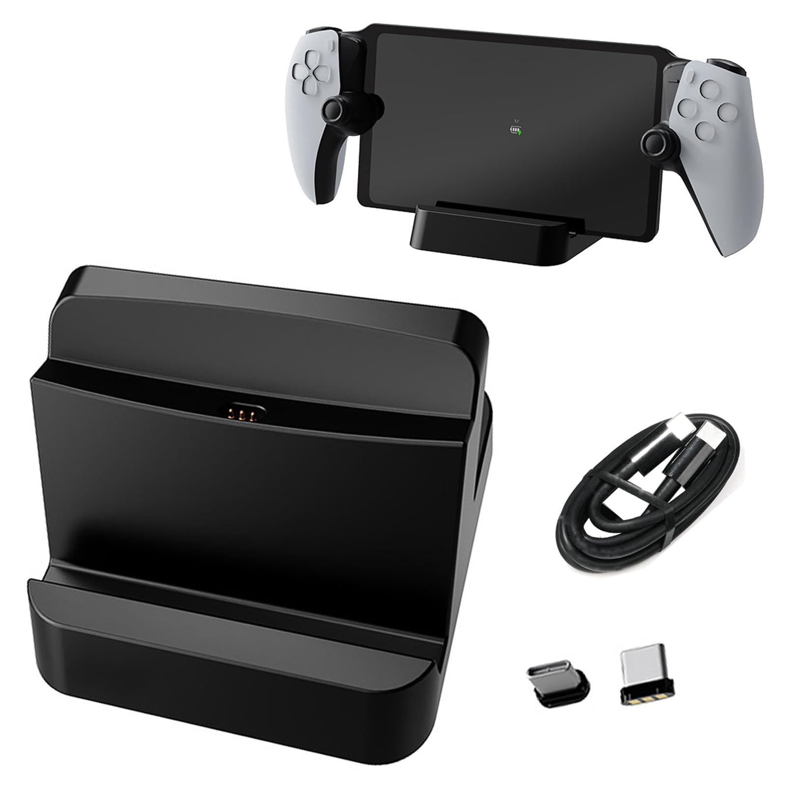 Buziba Charging Station Controller Charger for PS5 Fast Charging Dock Portable Charging Stand with Type C Charging Port for PlayStation Portal Game Console(Black)