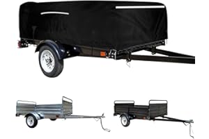 FGENKI 5x7 Utility Trailer Cover, 600D Trailer Cover Compatible with Detail K2 5X7-TC Standard Drop Gate, MMT5X7/ MMT5X7G Waterproof Windproof Trailer Cover