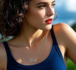 AOLO Layla Heart Name Necklace Silver Stainless
