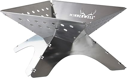 Amazon Com Winnerwell Flatfold Fire Pit Large Portable Stainless Steel Fire Pan Sports Outdoors