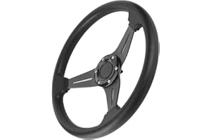 Racing Car Drifting Steering Wheel Replacement Lightweight 14in Steering Wheel for Most Vehicles RedBlackSilver (Black)
