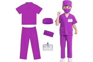 Mizzuco Doctor Costume for Kids,Toddler Nurse Scrubs Halloween Dress Up Cosplay For Boys Girls 3-12 Years