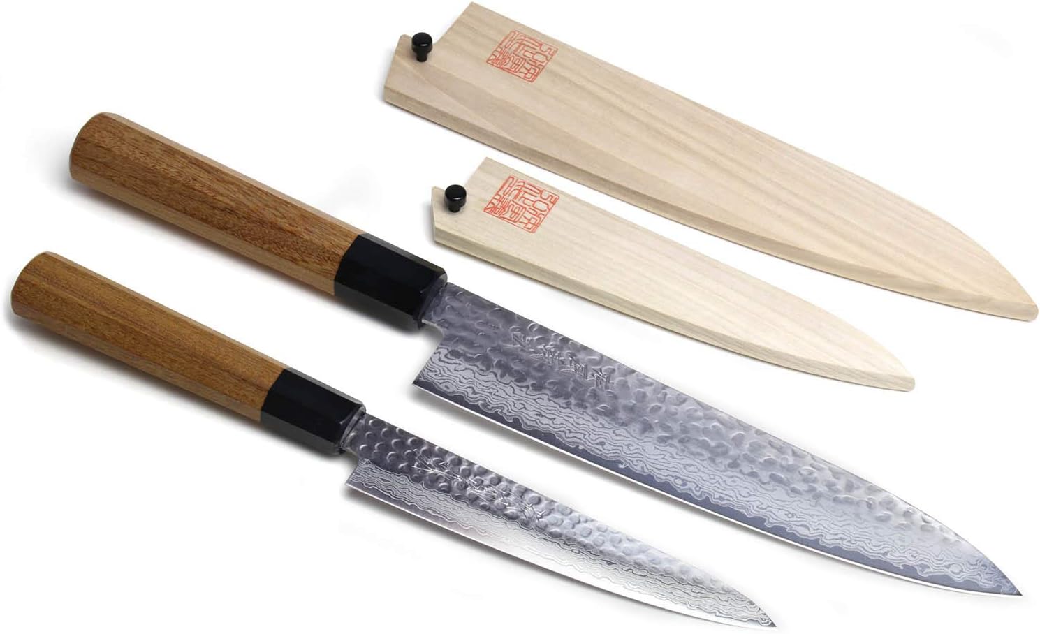 Yoshihiro 46 Layers Hammered Damascus Gyuto Chef Knife and Petty