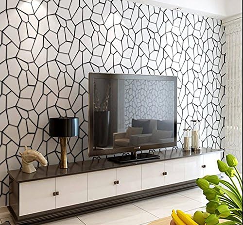 Poowef Wallpaper Modern Simplicity and Black-and-White Non-Woven Fabric Sofa Room, Bedroom, Bedroom, Studio, Studio, Film, Film, Wallpaper, Wallpaper, Wallpaper, 0.53 * 10M