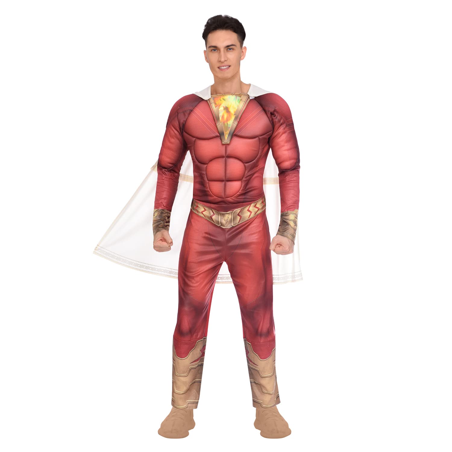 Amscan 9906143 - Men's Official DC Comics Shazam! Adults Fancy Dress Muscle Costume Size: Large