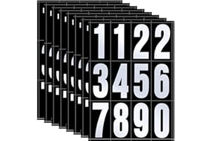 Tenare 96 Pieces 8 Set Reflective Mailbox Numbers Vinyl Waterproof Numbers 0-9 Self Adhesive for Outside Signs Door Trucks Address Trash Cars Home Business(3 Inch,Silver in Black)