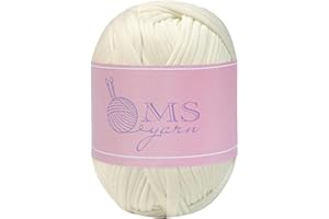 M-S T Shirt Yarn, Tshirt Crochet Yarn for Crocheting Bag/Craft Project/Home Decor, 3.3oz/100g, 30yds/27m with Polyester Spandex Blend Stretch Fabric (White)