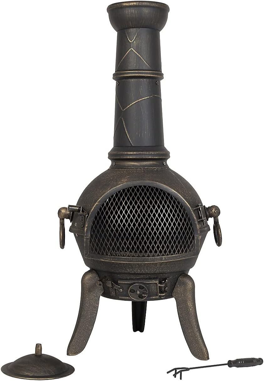 La Hacienda Cuba Tall Modern Cast Iron Chiminea Log Burner Fire Pit