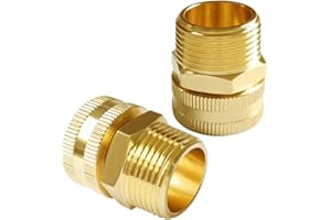 Joywayus Brass Swivel Pipe Fitting 3/4" GHT Female x 3/4" NPT Male Thread Garden Hose Threaded to Pipe Threaded Adapter (Pack of 2)