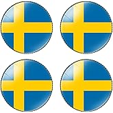 HSQCEZ 4 Pcs Sweden Flag Pin Round 1 Inch, Lapel Pins Souvenir Badge for Hat Clothes Backpack,Swede Flag Brooch Accessories Party Favors,Patriotic Pin Accessories for Men/Women