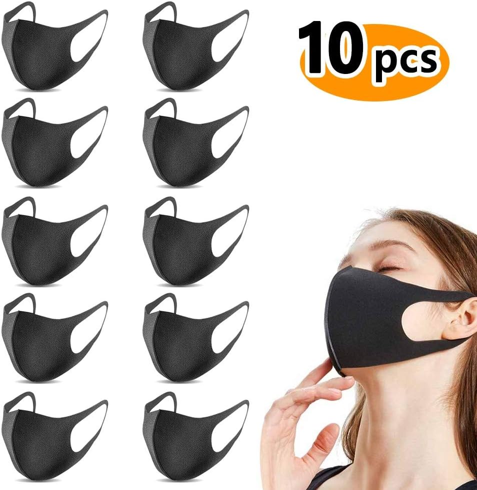GysGy Anti Dust Face Mouth Masks Unisex Black N95 Respirator Safety Masks Reusable Washable Fashion, Anti Pollution, for Cycling Camping Travel Men Women (10PCS)
