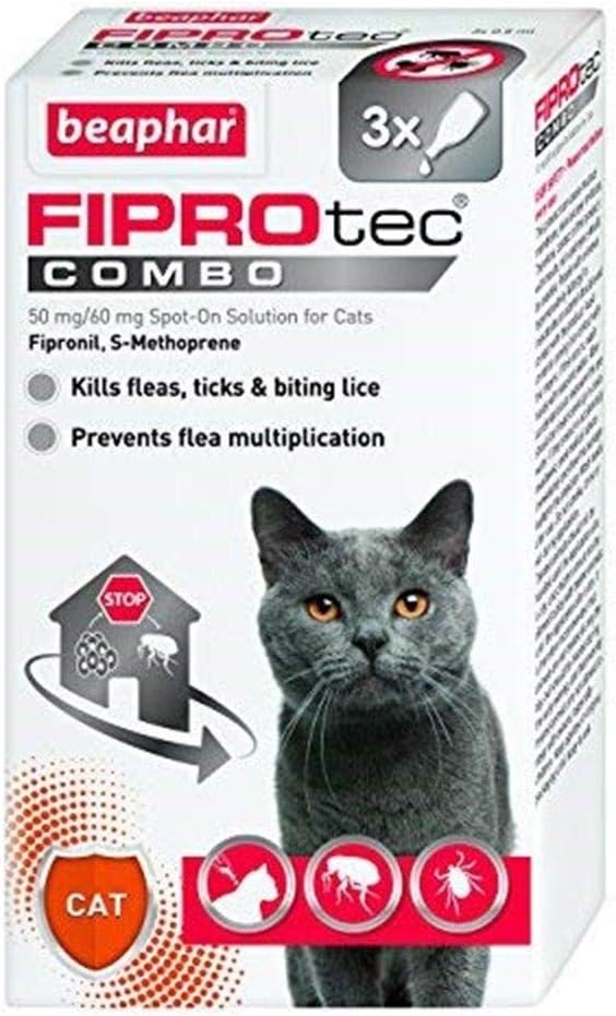 Beaphar FIPROtec COMBO Flea Tick & Lice Spot On Treatment For Cats (3