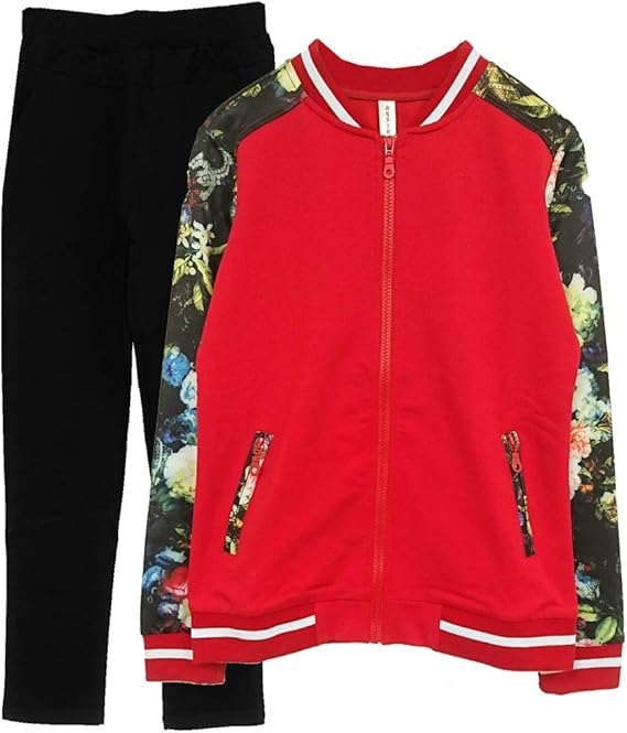 Amazon Co Jp Tdb 花柄ジャージ レディース セットアップ ブラック ホワイト レッド M L Xl Xxl 服 ファッション小物