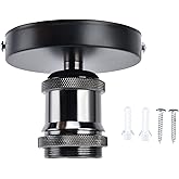 Vintage E26/E27 Screw Light Bulb Socket Holder,100-240V Universal | Ceiling &amp; Wall Mountable | Classic Finish | Easy Bulb Replacement | for Hallway, Kitchen, Garage, Bar &amp; Restaurant(Black)