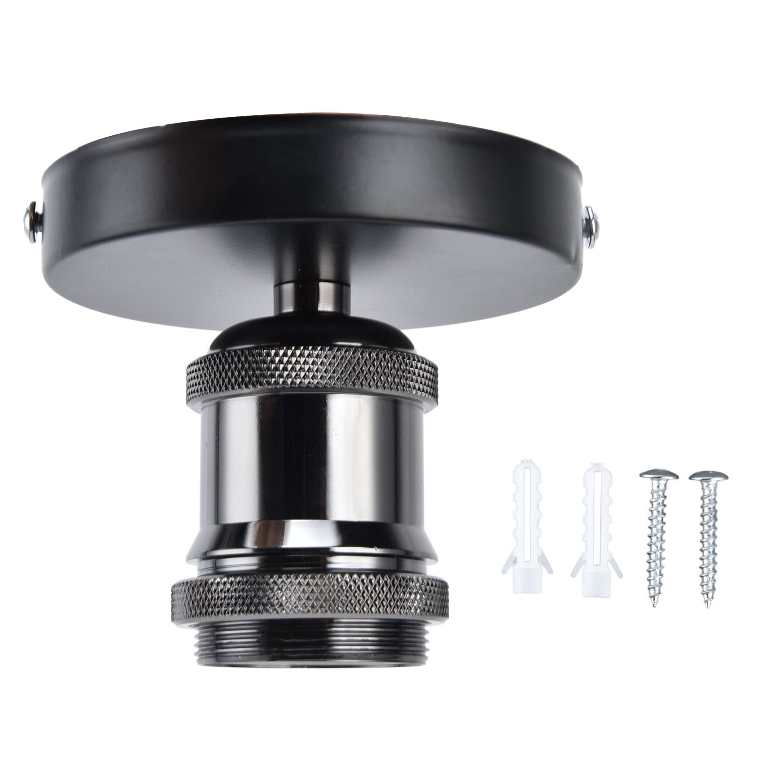Photo 1 of E26/E27 Screw Head Light Socket 100-240V Vintage Ceiling Light Wall Lamp Bulb Holder Socket for Hallway,Kitchen,Basement,Garage,Bar,Restaurant (Black)