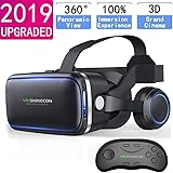 VR Headset with Remote Controller,HD 3D VR Glasses Virtual Reality Headset for VR Games & 3D Movies, VR Headset for iPhone/Android phone Compatible 4.7-6 inch