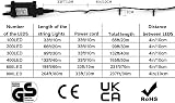 Gresonic 300LED Fairy Lights Green Cable 8 Modes IP44 Plug In 132ft view 2