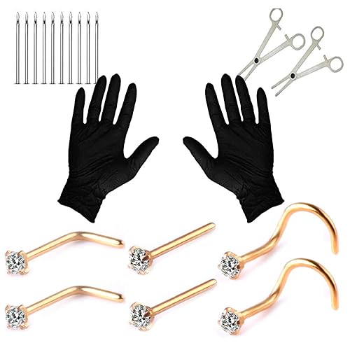 Jconly 22Pcs Professional Piercing Kit 20G 18G,Nose Rings Studs