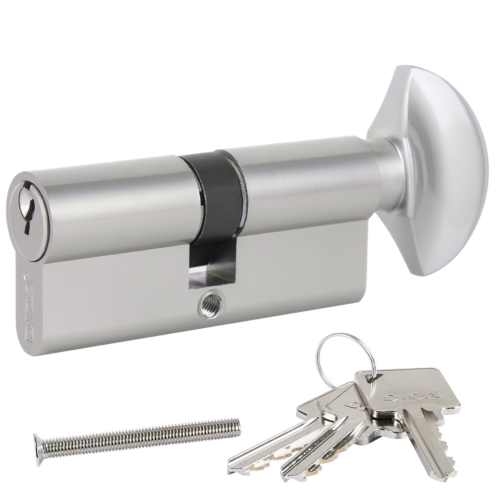 DIDA® 70mm(35T/35) Thumb Turn Euro Cylinder Lock,UPVC Barrel Lock with 3 Keys Anti-Pick,Anti-Bump,Anti-Drill,High Security,Nickel Finish,Suitable for All Door Types,BS EN 1303:2005