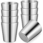 Mimorou 8 Pack Stainless Steel Insulated Cup 8.8 oz Metal Tumbler Double Wall Vacuum Water Glasses Camping Reusable Mugs BBQ Home Office Party Coffee(Silver)