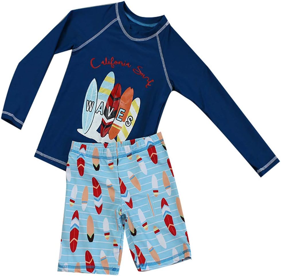 RUOGUBoys Two Piece Rash Guard Swimsuits Kids Long Sleeve UV Sun Protection Sunsuit Swimwear Sets