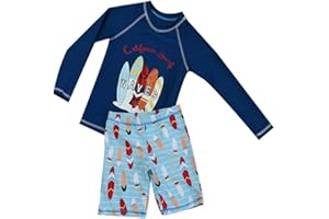 RUOGU Boys Two Piece Rash Guard Swimsuits Kids Long Sleeve UV Sun Protection Sunsuit Swimwear Sets