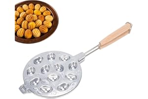 12-Cavity Walnut Cookie Mold Maker & Cookie Press, Non-Stick Walnut Cookie Maker for Classic Nut Cakes and Stuffed Waffles, E