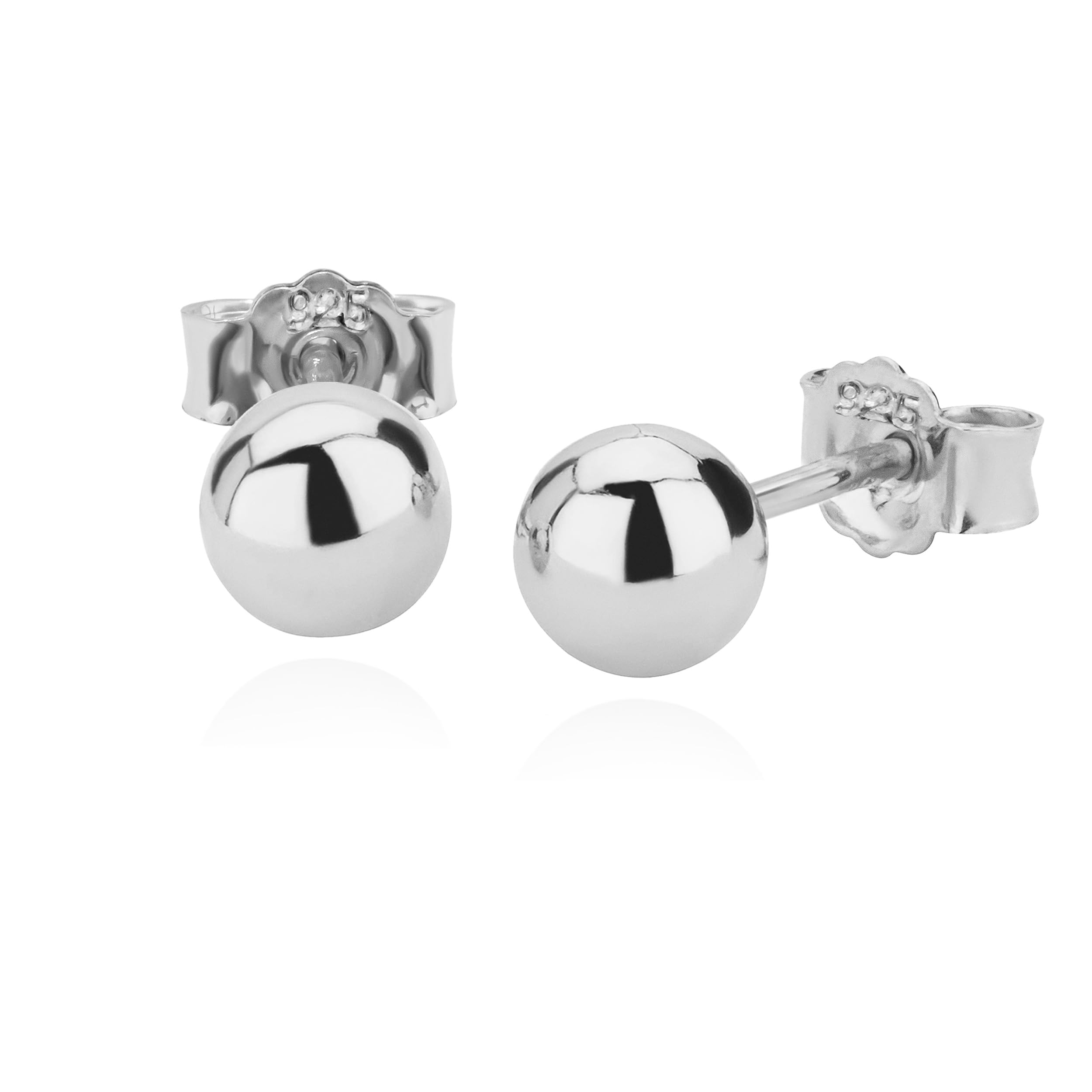 NKlaus Silver Pair 5mm Ball Stud Earrings 925 Sterling Silver Shiny Ladies Stud Earrings 9123
