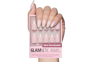 Glamnetic Press On Nails - Ballet Pink Solid Opaque Light Blush Pink Short Almond False Nails, Reusable Stick On Fake Nails with Glue | Salon Quality | 15 Sizes - 30 Nail Kit