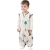 HOMEAL 0.5Tog Sleep Sack with Feet,Toddler Sleep Sacks 3T-5T, Toddler Sleeping Sack with Legs, Brown Bear