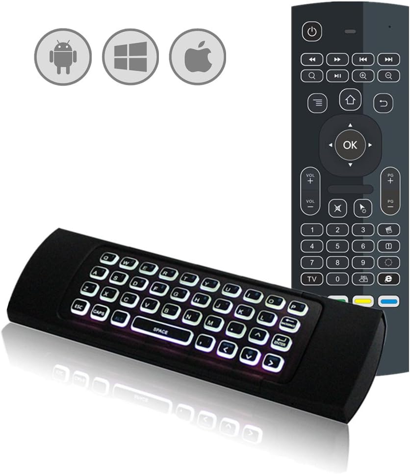 Backlit MX3 Air Mouse Remote with Keyboard LONGYAO 2.4Ghz Wireless QWERTY Keyboard Air Mouse for Android TV Box Kodi Raspberry Pi PS3 Xbox 360 LG Samsung Smart TV Remote