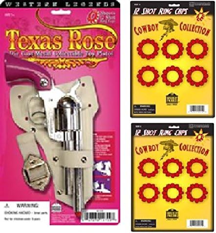 Texas Rose Toy Cap Pistol Holster Set with 2 Pack 12 Shot Ring Caps