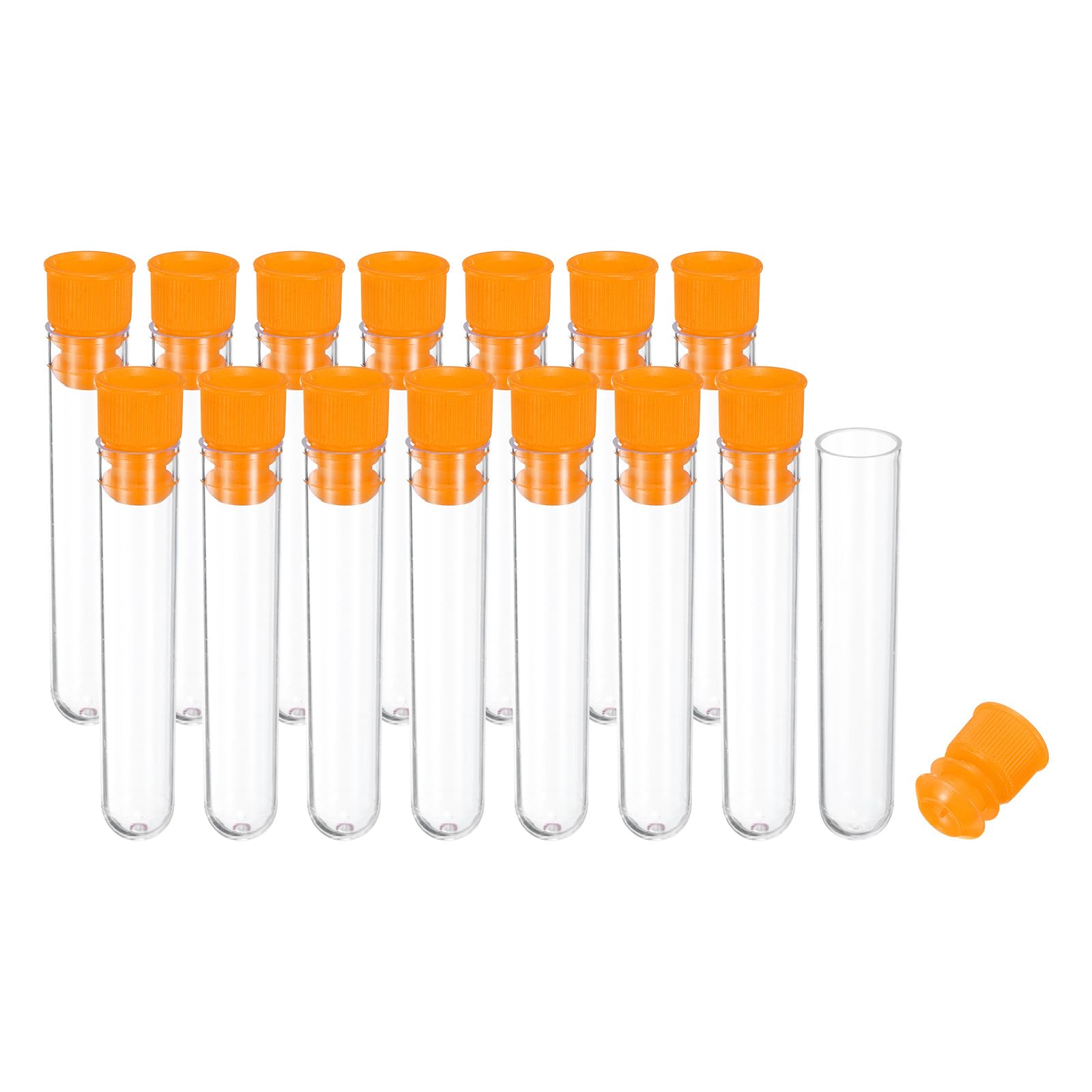 PATIKIL 0.6x2.4" Plastic Sewing Needle Storage Holder, 15 Pcs Portable Embroidery Needle Pin Toothpick Storage Tubes Case for Craft Knitting, Orange