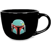 Star Wars: The Mandalorian Boba Fett Ceramic Soup Mug | Bowl For Ice Cream, Cereal, Oatmeal | Large Coffee Cup For Espresso, Caffeine, Beverage | Cute Home & Kitchen Decor Essentials | Holds 24 Ounces