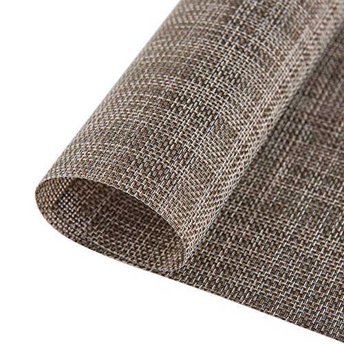 Vivi&Stitch Wipeable Placemats, 6 Pack Table Placemats, Easy to Clean Heat-Resistant Stain Resistant Anti-Skid Woven Vinyl PVC Table Mats for Kitchen Dining Table (Brown)