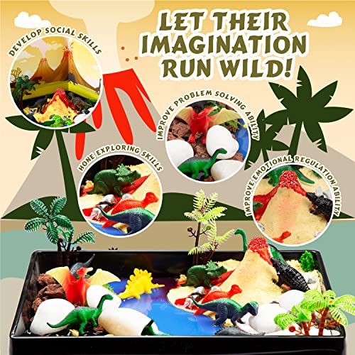 Dinosaur Playset with 12 Mini Dinosaur Figures Volcano Toys for Kids 3