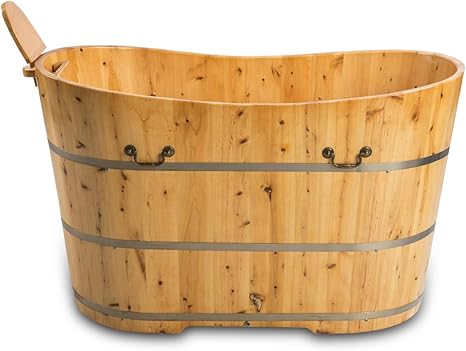 Trade-Line-Partner Bañera de madera Bern (jacuzzi, ducha, baño, madera, baño), 150 x 62 cm