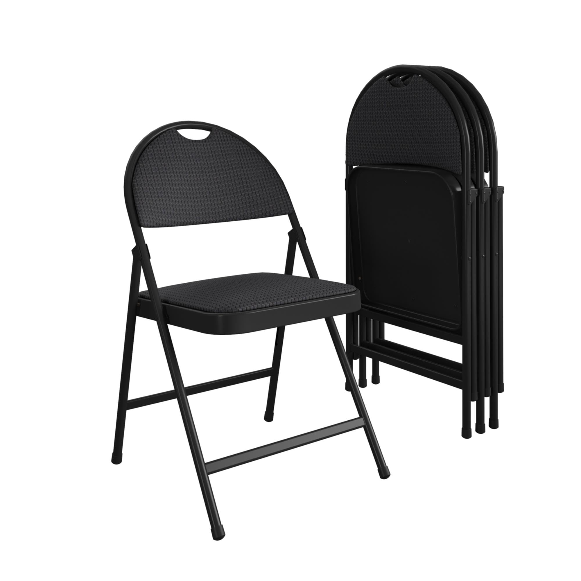 Photo 1 of Cosco Commercial XL Smartfold Fabric Padded Chair, 4-Pack, Black