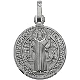 D Jewelry 925 Sterling Silver Saint Benedict Charm Pendant Made in Italy, 17.5mm Diamater