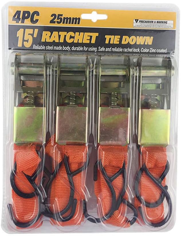 Gaocunh Tie-Down Ratchet Straps with S-Hook, Adjustable Cam Buckle Tensioning Belts for Motorcycle, Cargo, Trucks,Trailer,Luggage
