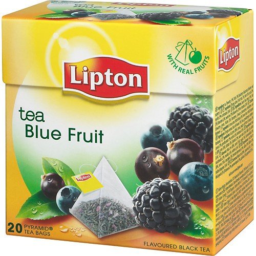 Lipton Black Tea - Blue Fruit - Premium Pyramid Tea Bags (20 Count Box) [PACK OF 3]