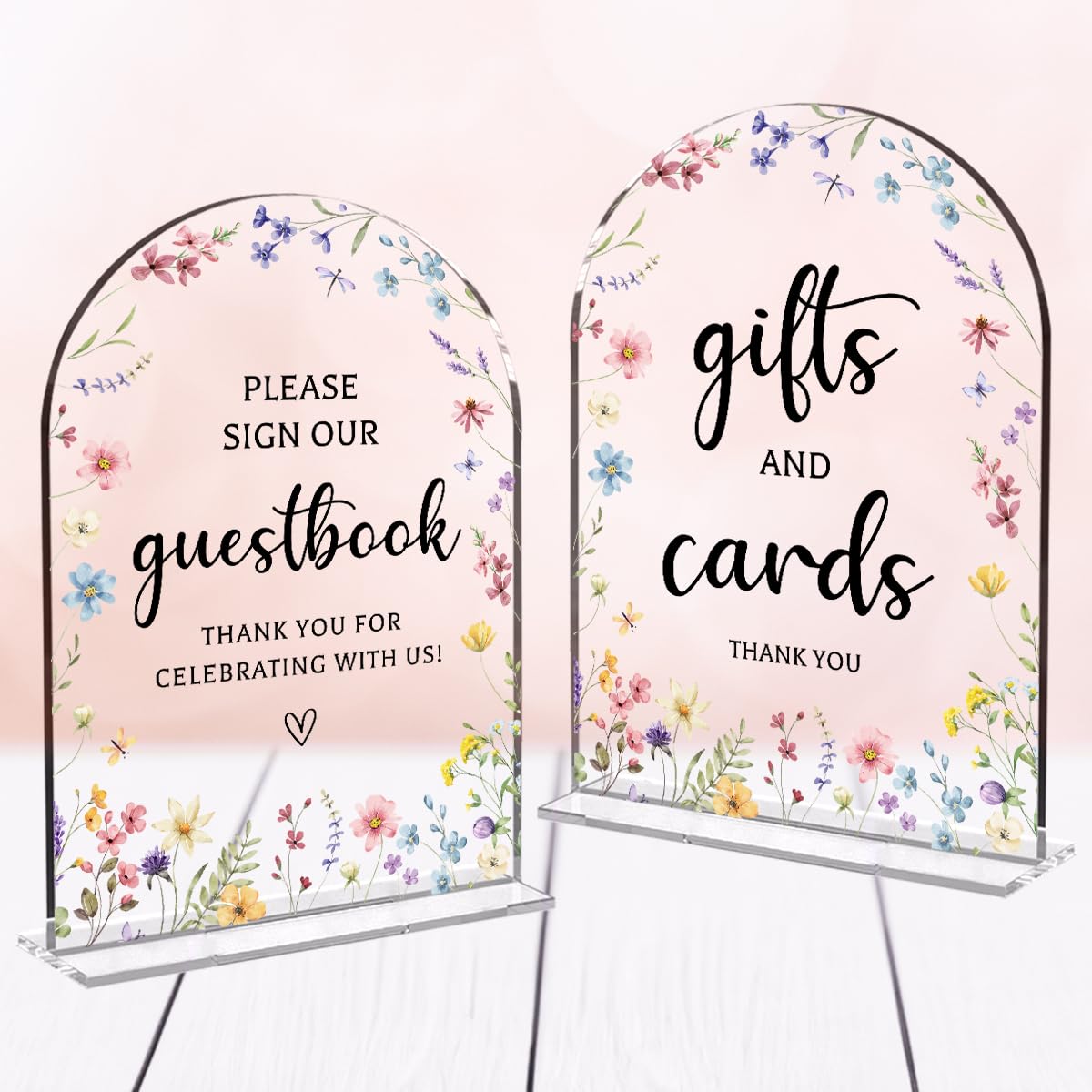 Photo 1 of 2 Pcs Wedding Decor, Ceremony Sign, Wedding Sign for Reception & Event Party,Bridal Shower Decorations, Wedding Table Decor Accessories for Anniversary And Event 5x7 Inch