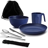 Utensils, Reanea Camping Mess Kit for Trave, Picnic, Outdoor, Camping Gear Include Knife, Spoon, Fork Cutlery Set, Cup, Bowl,