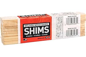 Nelson Wood Shims - DIY Bundle 8-Inch High Performance Natural Wood, 100% Kiln Dried - 1 Pack (12 Shims Total)