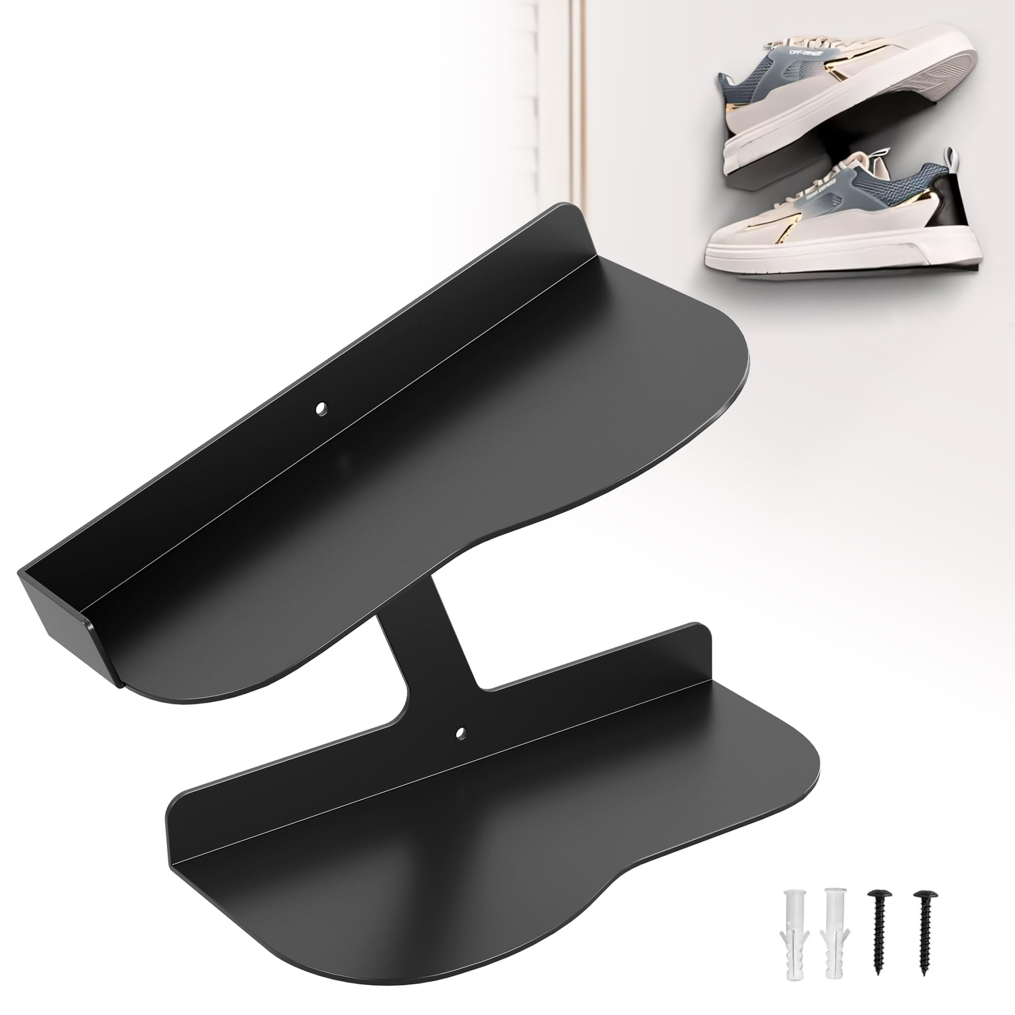 Photo 1 of NUMAKY Floating Shoe Shelves Wall Mount, Sneakers Wall Display Shelf, Metals, Black H-Shape Design, Suitable for Use at Home and Collection Shops (1 Pcs)