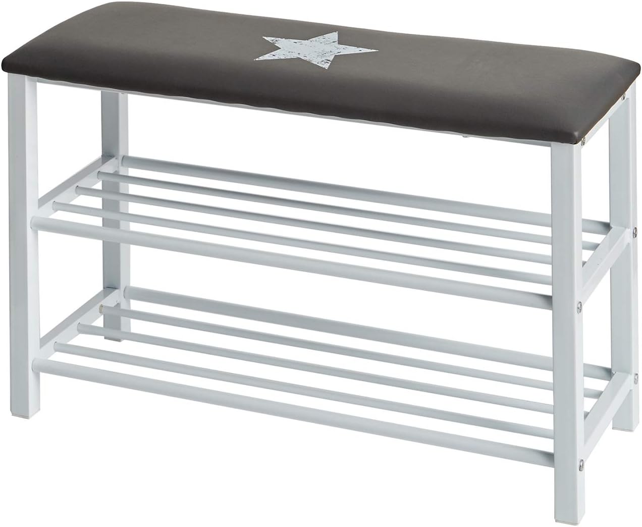 STORE.IT 670209 Shoe Bench/Shoe Rack with Seat Cushion, Vintage Print